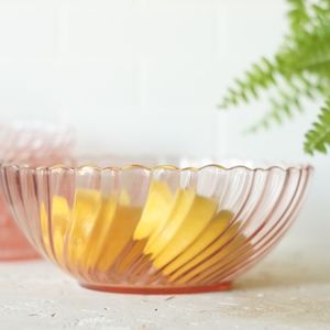 Vintage 1980s Arcoroc Rosaline Pink Swirl Bowl